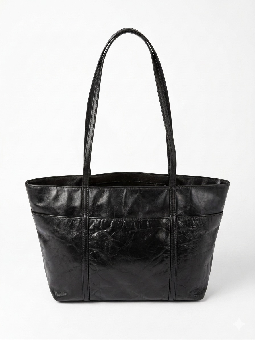 Latico Black Leather Tote Bag Zippered Shoulder Bag Work Carryall Organized
